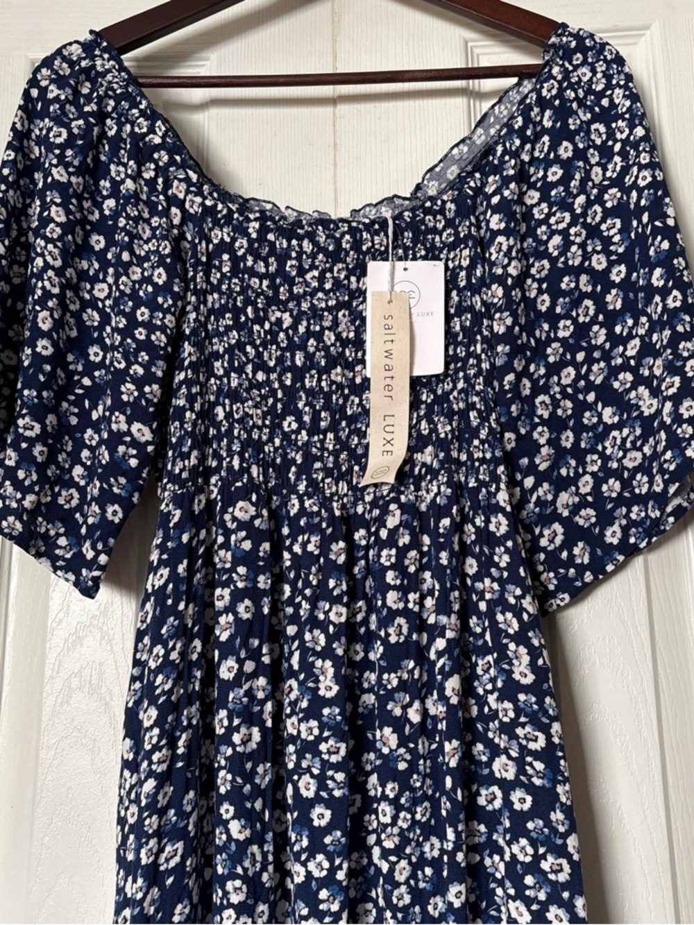 NWT Saltwater Luxe Blue & White Baltic Floral Tiered Skirt Maxi Dress Size Small - Picture 2 of 10